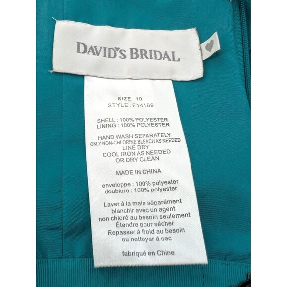 Davids Bridal Aqua Turquoise Strapless Chiffon Bridesmaid Dress F14169 Size 10 - Picture 4 of 8